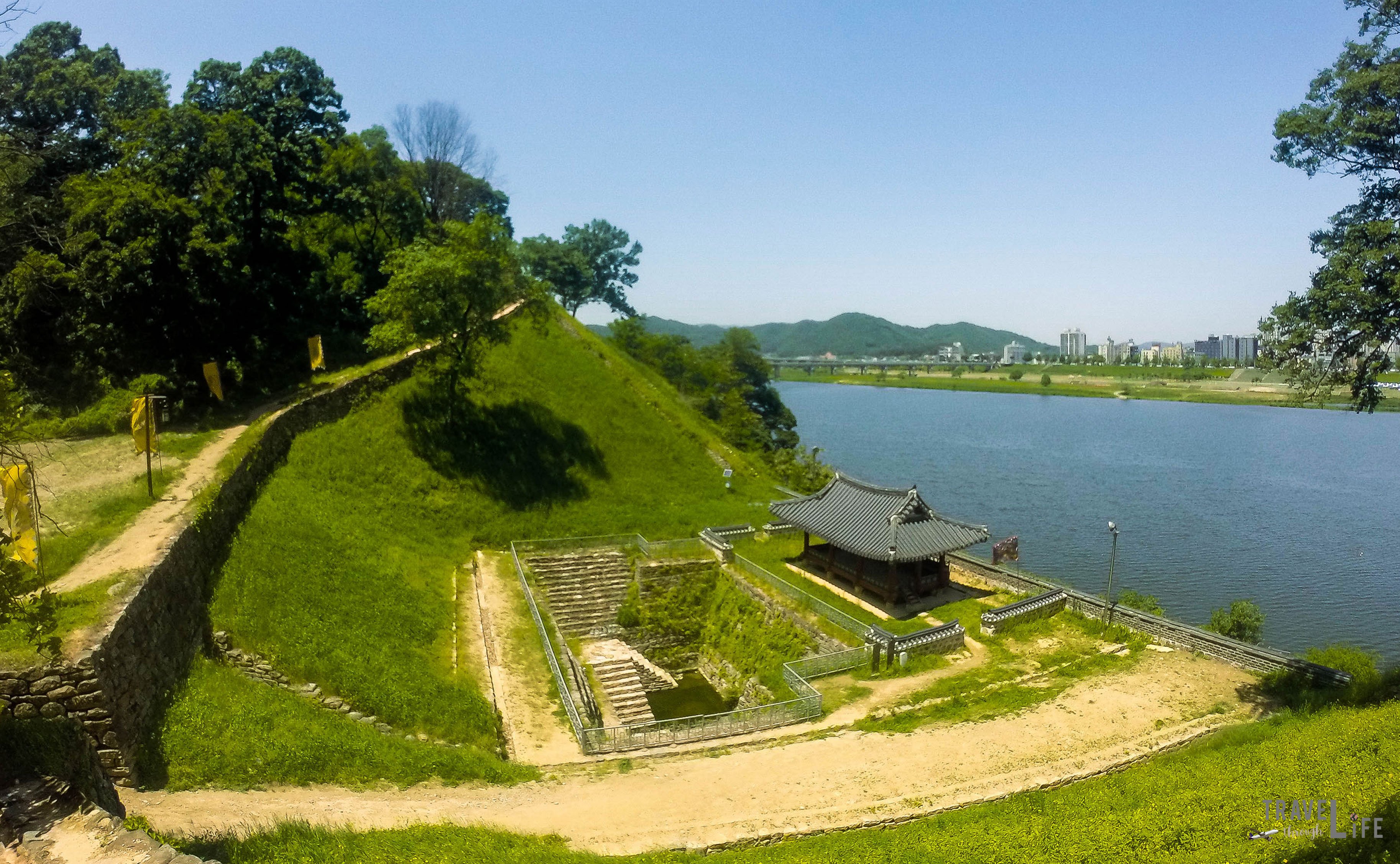 Image of Manharu Pavilion and Walkway-at-Gongju Fortress South Korea