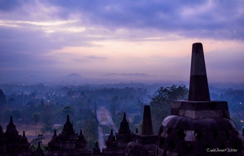 Borobudur Sunrise with some Clouds, Indonesia