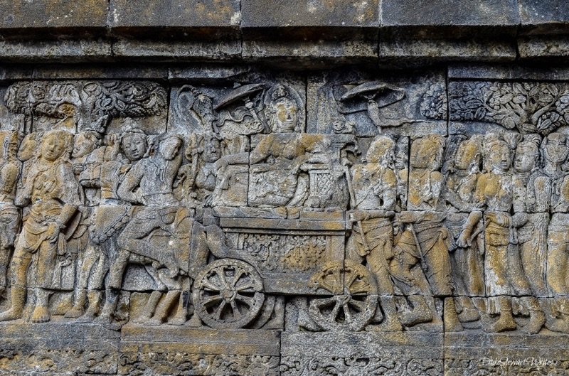 Buddha's Story through carvings on Borobudur's 3rd Level, Indonesia