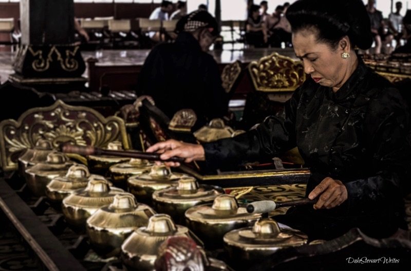 Jamming away during the Kraton Gamelan Performance. Yogyakarta, Indonesia