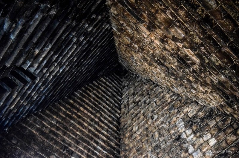 Looking up while inside Mendut Temple, Indonesia