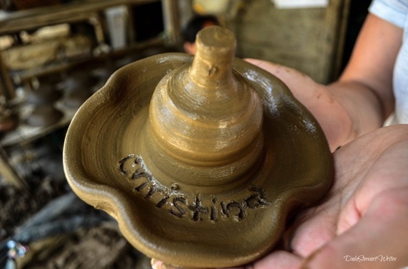 A Clay Stuppa made at a pottery village near Borobudur Temple in Indonesia