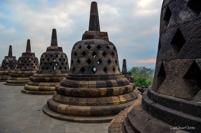 Beautiful Stupas seen during our Borobudur Sunrise Tour