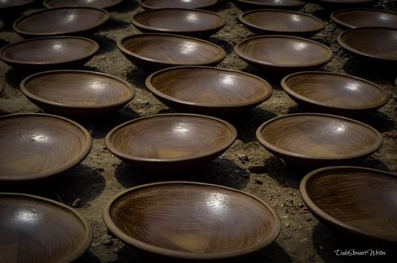 Clay Bowls resting near Borobudur Temple in Indonesia