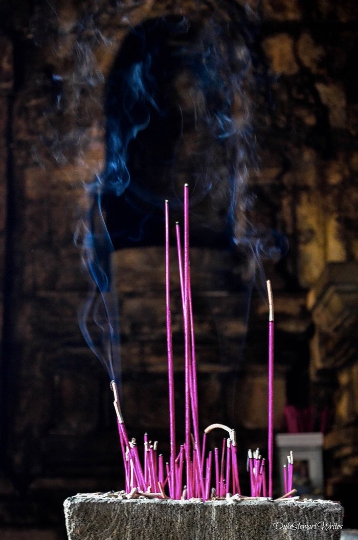 Incense Buring at Menduit Temple in Indonesia