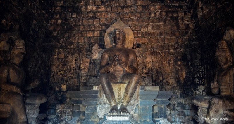 Inside Mendut Temple in Indonesia