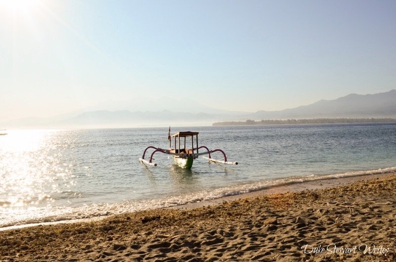 Boat and Water in Gili Air, Indonesia