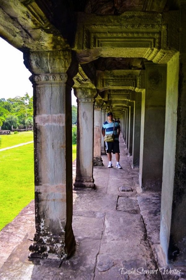 In the Angkor Wat interior wall outer corridor