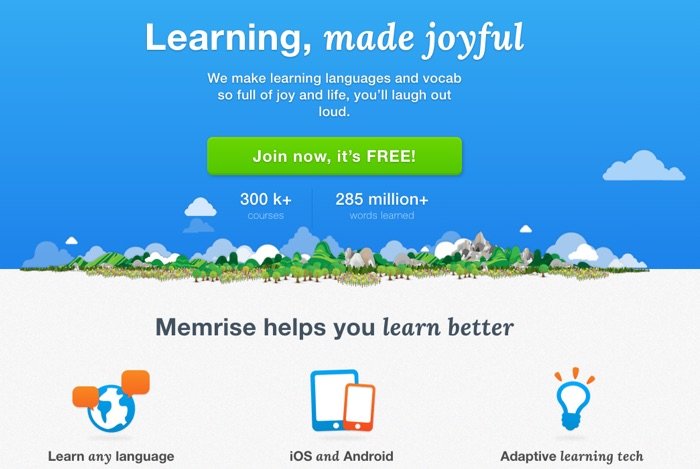 Memrise Homepage Screencapture by DukeStewartWrites