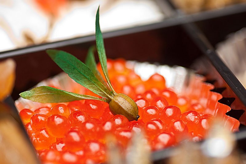 Japanese Salmon Roe Sushi Photo Credit Flickr User Adam Chamness