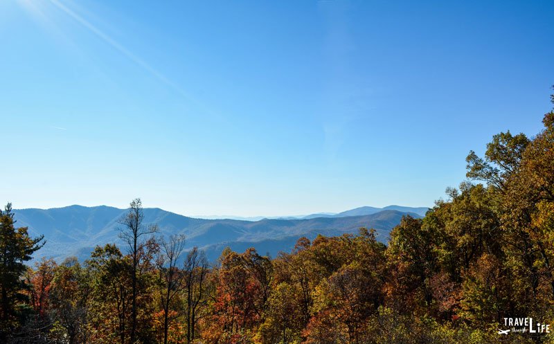 Linville Falls Fall Foliage and Blue Ridge Mountains