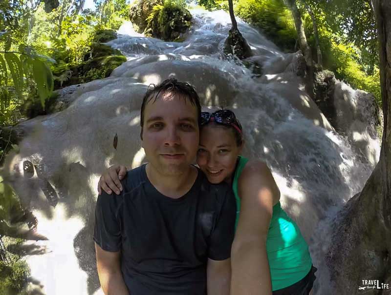 Sitting in the Bua Thong Sticky Waterfalls Thailand